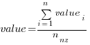 value=sum{i=1}{n}{value_{i}}/n_nz